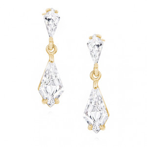 Cercei argint lungi 25mm placati cu aur galben si pietre DiAmanti Z1462E_G-DIA (Argint 925‰ 2,7 g.)